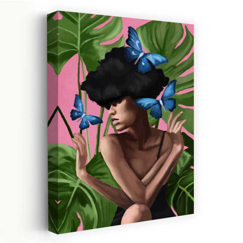 «Imagination Elegant Modern Butterfly Portrait», art mural, H 36 po x l 24 po
