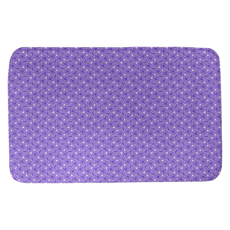 Tapis pour salle de bain en treillis katelyn elizabeth Avicia, l 21 po x L 34 po, Mauve / Blanc