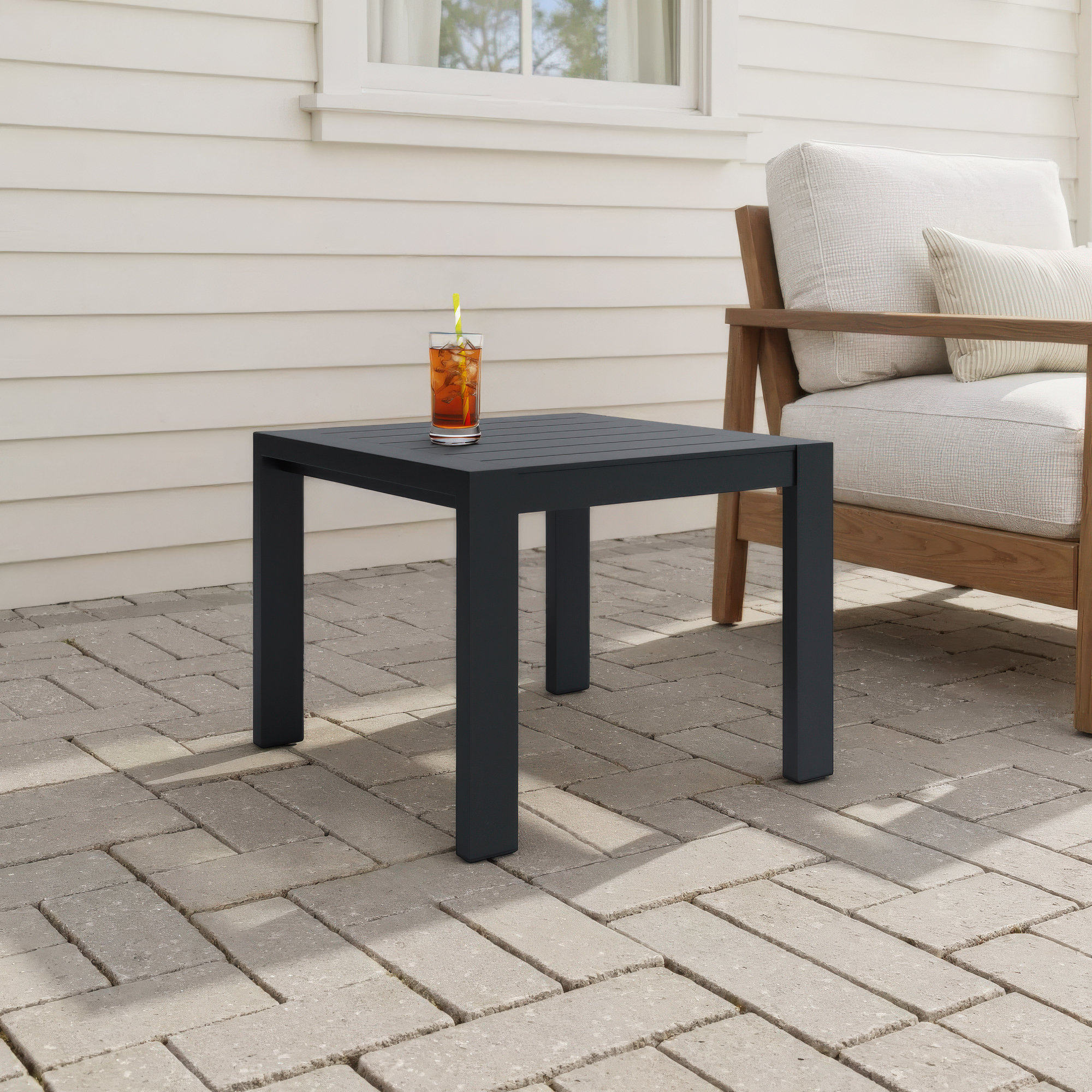 Jayton 22'' Aluminum Outdoor Side Table, Black