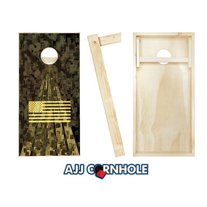 Ensemble de cornhole en bois massif armé 2 'x 4' avec sacs, Noir / vert Kelly