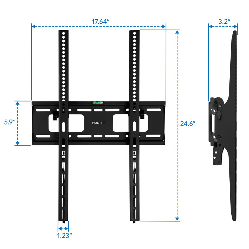 Black Steel Low Profile Vertical TV Wall Mount for 37" to 75" Screens