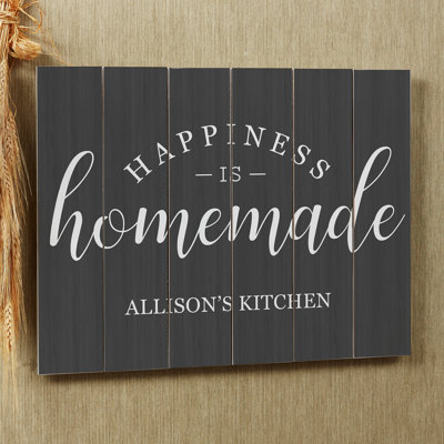 " Happiness Is Homemade Personalized 16"x20" Wooden Slat Sign "