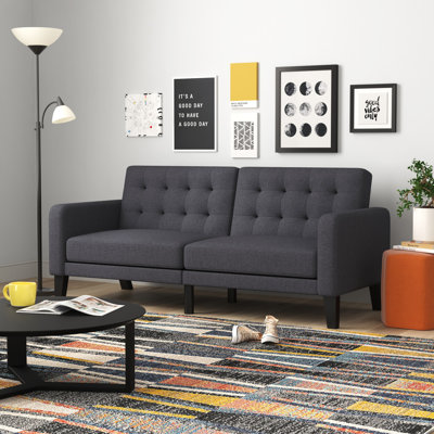 Abdülkerim 79.5" Velvet Square Arm Sofa Bed