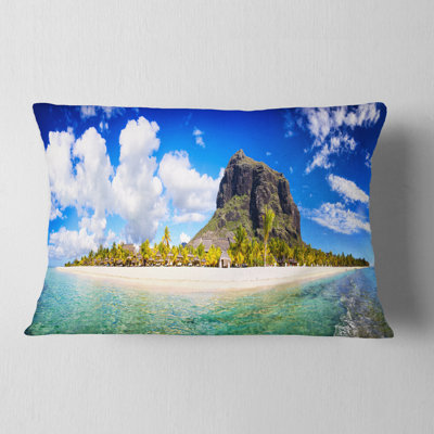 Mauritius Beach Panorama - Landscape Printed Throw Pillow
