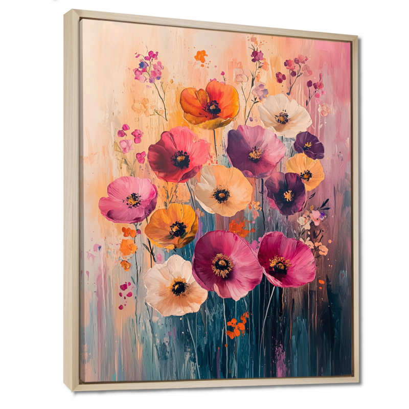 Bart - art mural floral, H 32 po x l 24 po, Impression encadrée flottante, Crème, crème