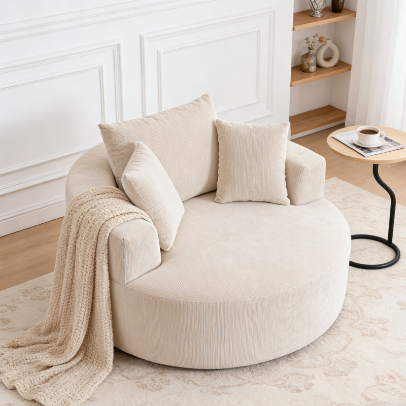 Fauteuil en chenille surdimensionné sans assemblage requis, Beige