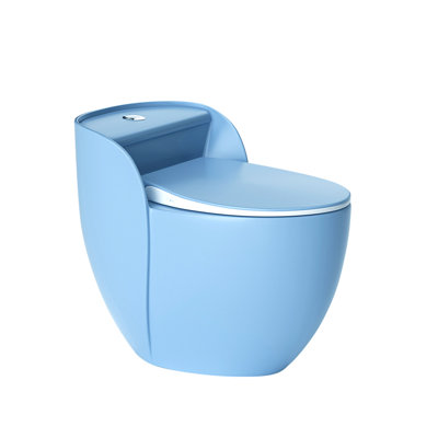 12" Rough-In 15.75"Seat Height Blue Compact Siphonic Basic Smart Toilet for Small Space with Sensor Lid Opening, Night Light and Adjustable Temperature