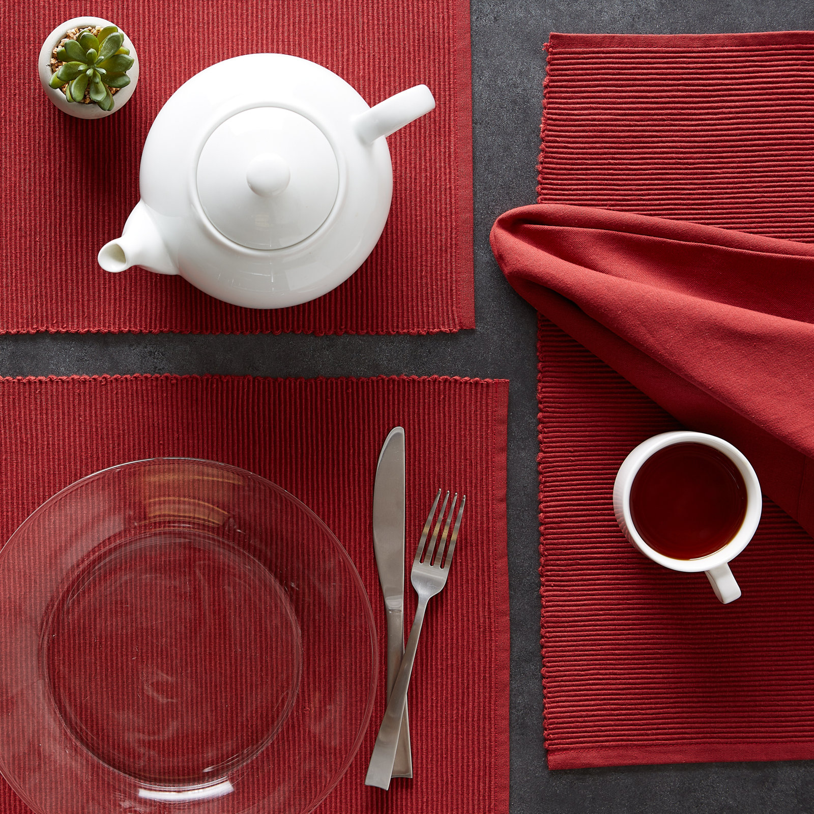 Pumpkin Spice 6 Piece Cotton Placemat Set, Red