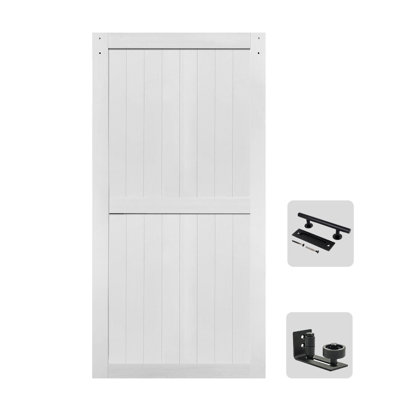 Porte de grange en panneau de fibres à densité moyenne, plaque de porte de grange solide recouverte d'une surface en PVC imperméable, assemblage simple, porte seulement