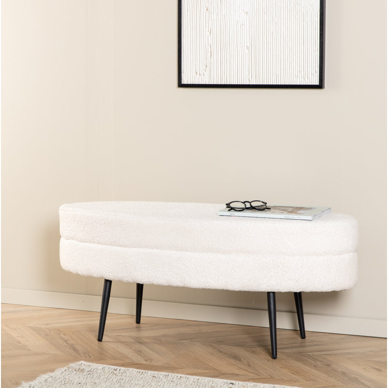 Spivey 40cm Wide Oval Footstool Ottoman, Black, Off White