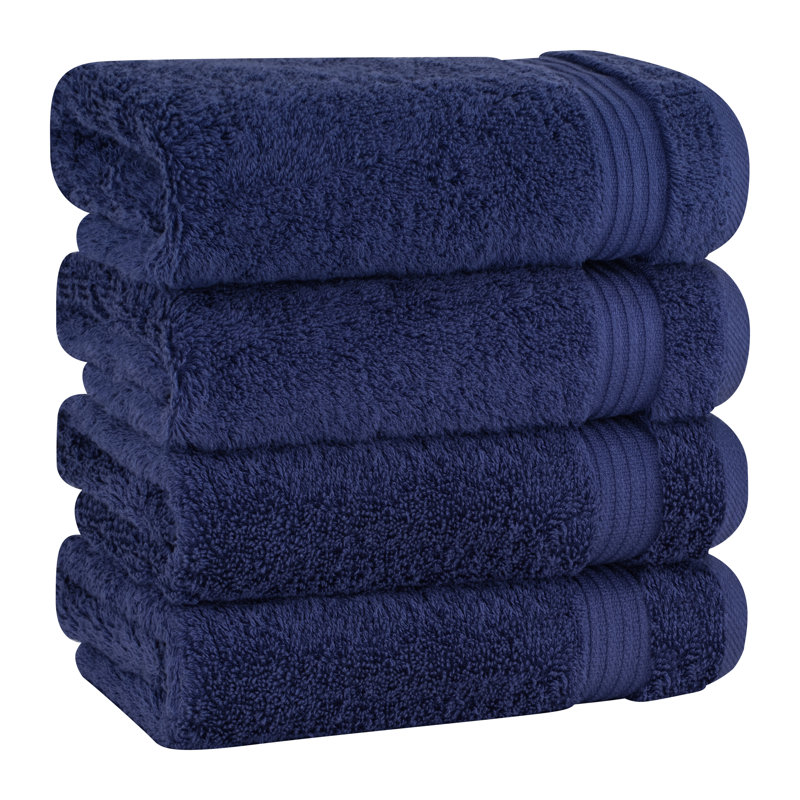 100% Cotton Turkish  Hand Towel Set, 4 Piece Soft, Absorbent Hand Face Towels, Navy Blue