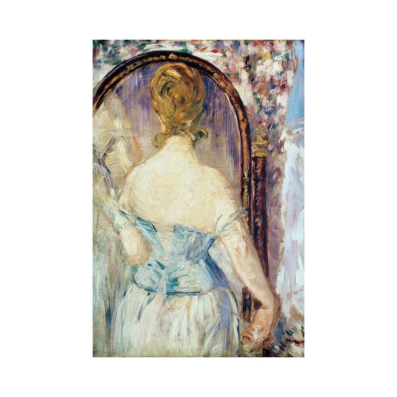 Woman Before a Mirror, 1876-77 by Edouard Manet - 1 Piece Wrapped Canvas Painting, 30.48 cm H x 45.72 cm W