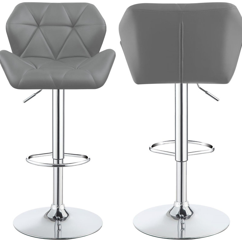 2 tabourets de bar contemporains - Revêtement noir confortable, élégant piédestal en métal avec capitonnage élégant et base pour une salle à manger moderne et polyvalente