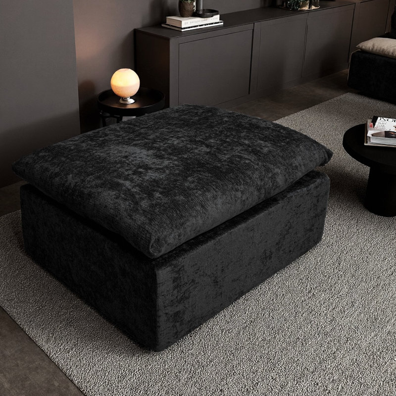Canapé modulaire sans assemblage avec velours côtelé et méridienne relaxante, noir pour le salon Ambiance confortable en velours côtelé, décoration intérieure