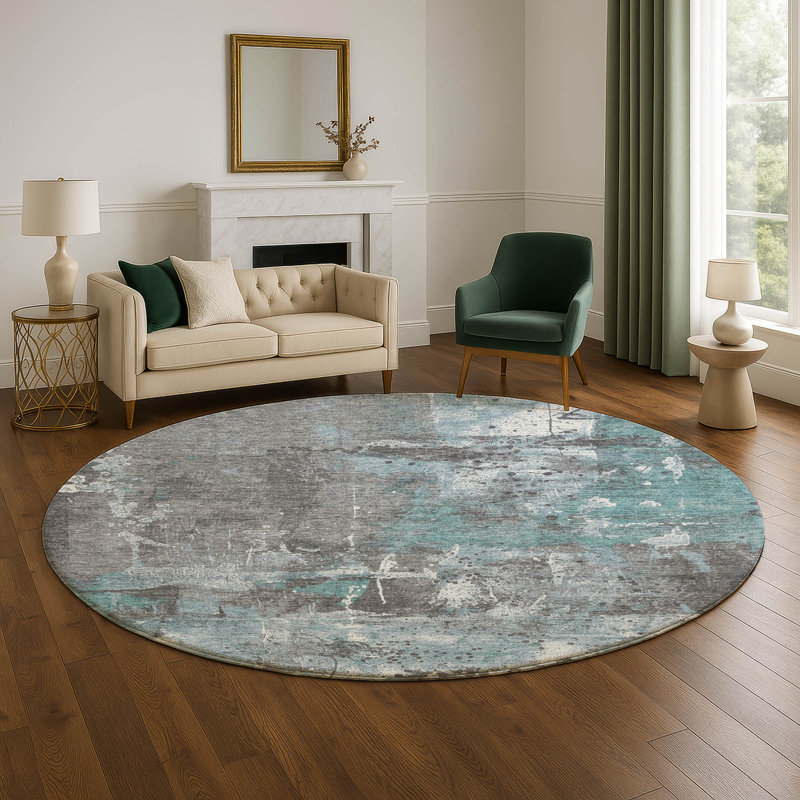 Premium Machine Washable Stallings AMF1839 Abstract Rug, Round 8'