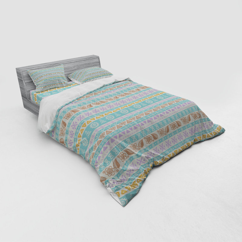 Rustic Polyester Geometric Shapes Duvet Cover, Queen Duvet Cover + 3 Additional Pieces