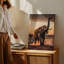 Toile, un majestueux éléphant se dresse fièrement dans un vaste paysage aride au coucher du soleil-2007298567
