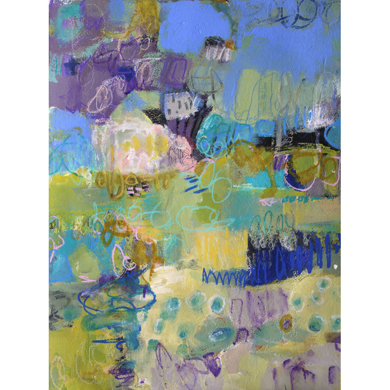 Quelque part par Elizabeth Chapman - Peinture, H 31,25 po x l 25,25 po, Papier avec cadre noir