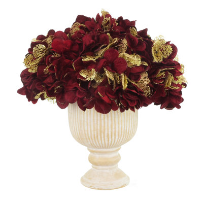 Holiday Hydrangeas in Decorative Pedestal Vase