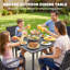 Square Wood Metal Outdoor Dining Table With Umbrella Hole , 85cm cm W 85cm cm D-1898847854