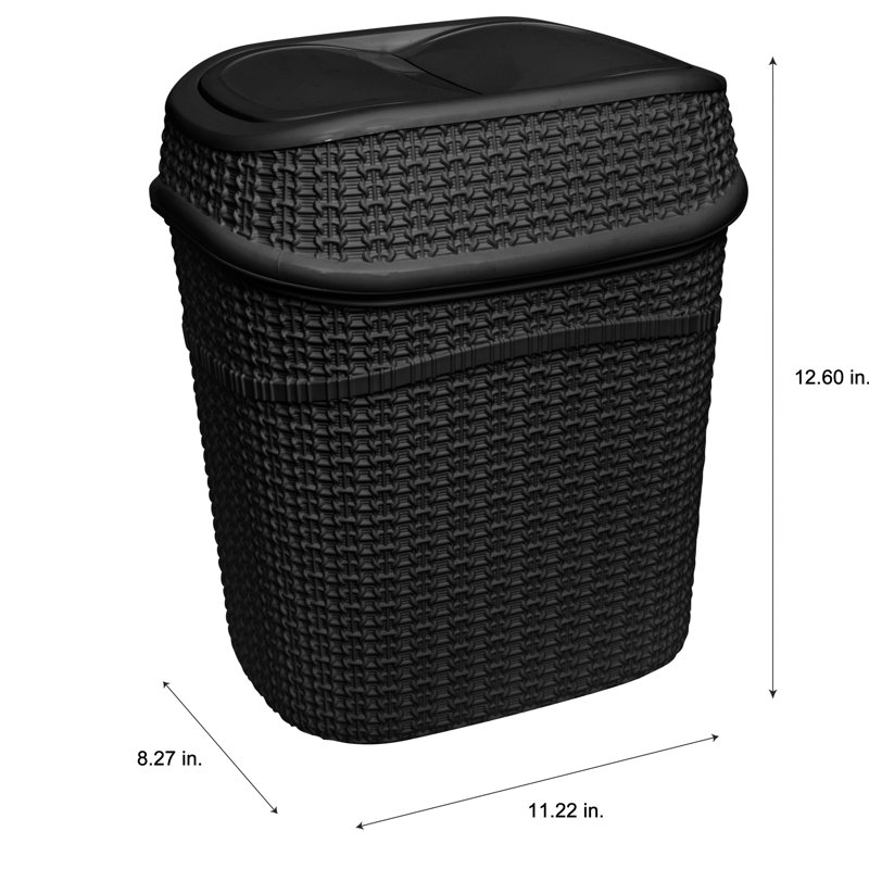 Ensemble de 2 bacs à déchets Swing Top Bath Mat , Noir
