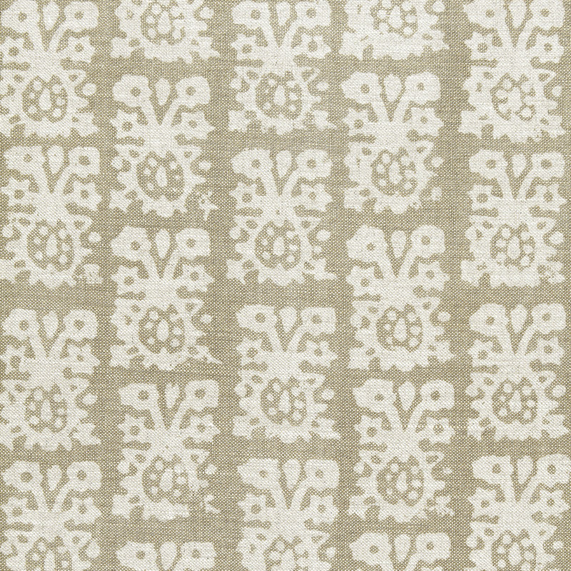 Jakarta Linen Print Fabric, Greige