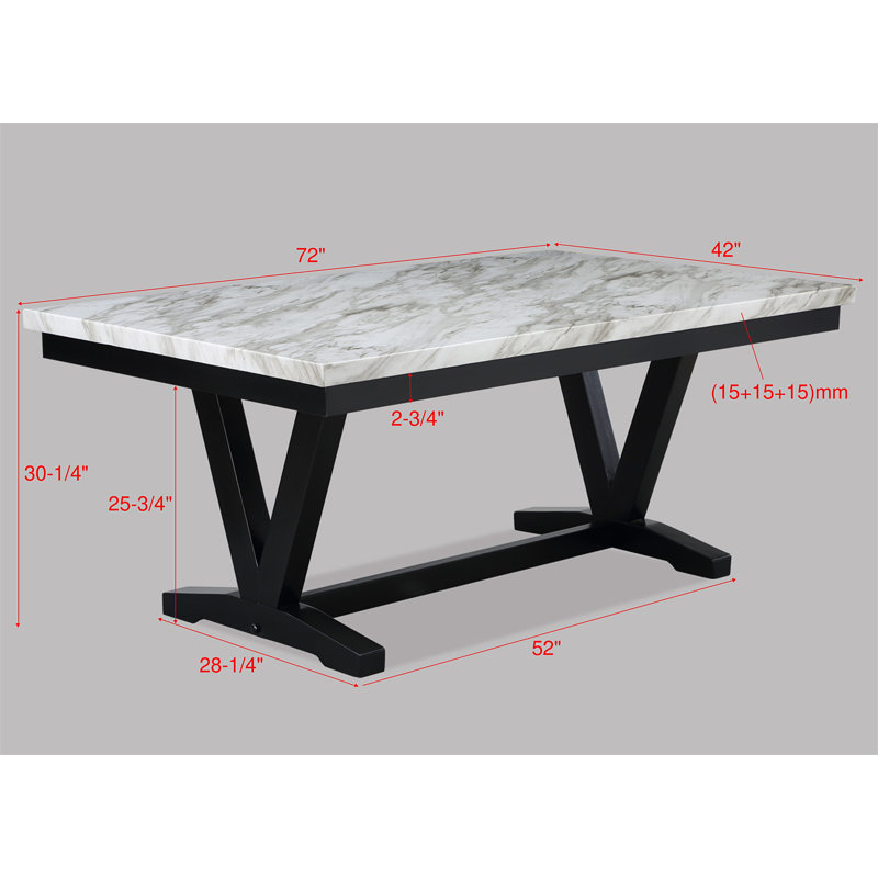 Ensemble de table de salle à manger en simili marbre blanc et finition noire Ensemble de chaises en tissu d'ameublement en similicuir noir