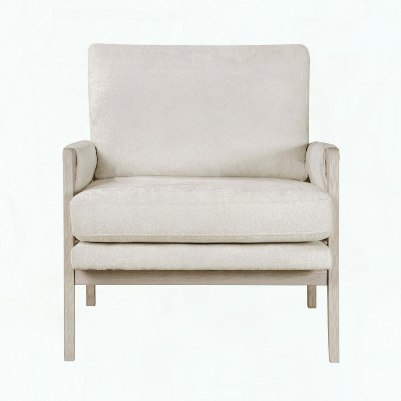 Chaise d'appoint Modern Home, tissu chenille et ressorts ensachés, Crème
