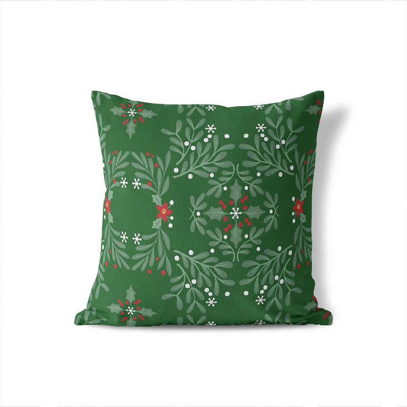 Coussin décoratif d'intérieur Winter Mistletoe, Evergreen, Carré 18 po