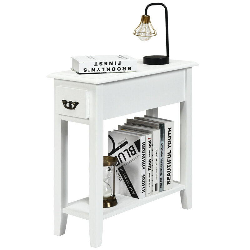 Lewallen End Table with Storage, White