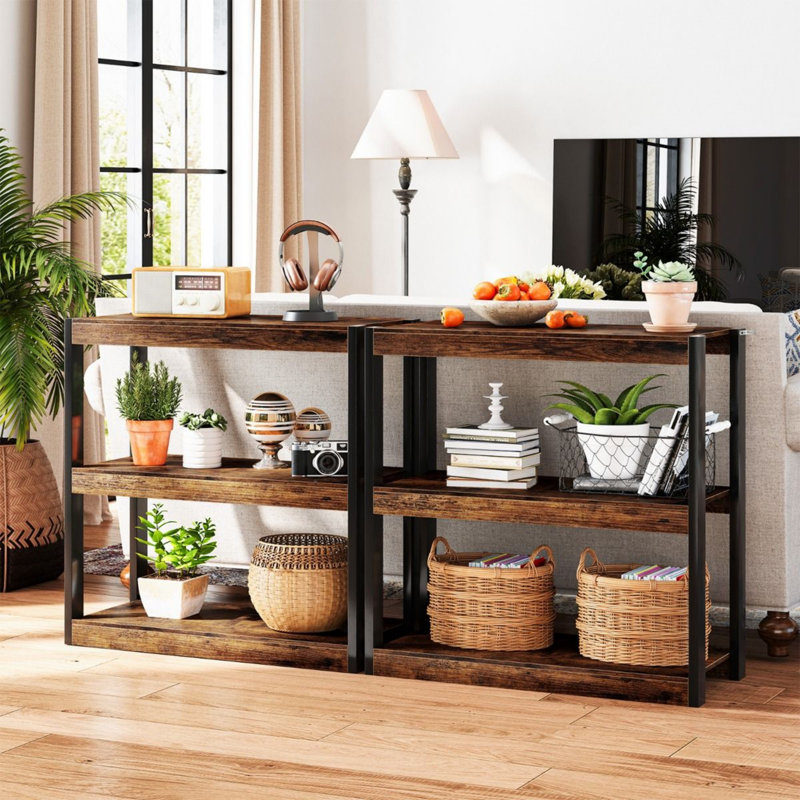 Metal Etagere Bookcase, (3 Shelves) 90cm. H x 90cm. W x 39cm. D