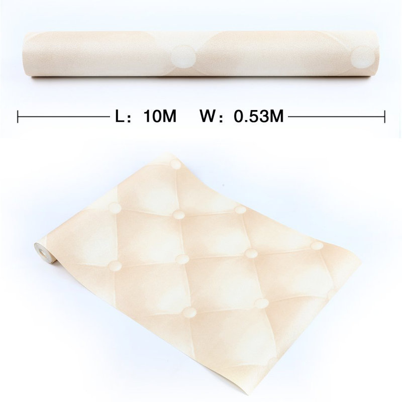 10m x 53cm 3D Embossed Matte Wallpaper Roll, Beige