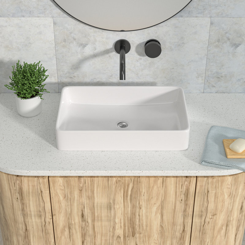 Lavabo de salle de bain vasque rectangulaire en céramique blanche L 24 po x l 16 po
