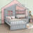 Abin Twin Size Wood House Bed with Two Drawers,Seat and Shelf-1428813609