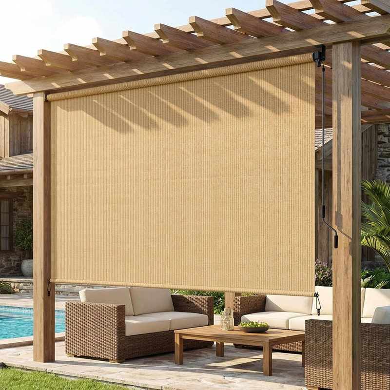 Hdpe Vertical Awning, Khaki, 240cm H x 187cm W x 3cm D