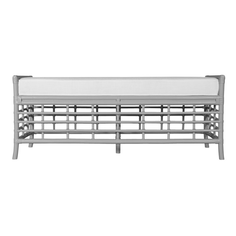 Luna Rattan Geometric Bench, Light Gray
