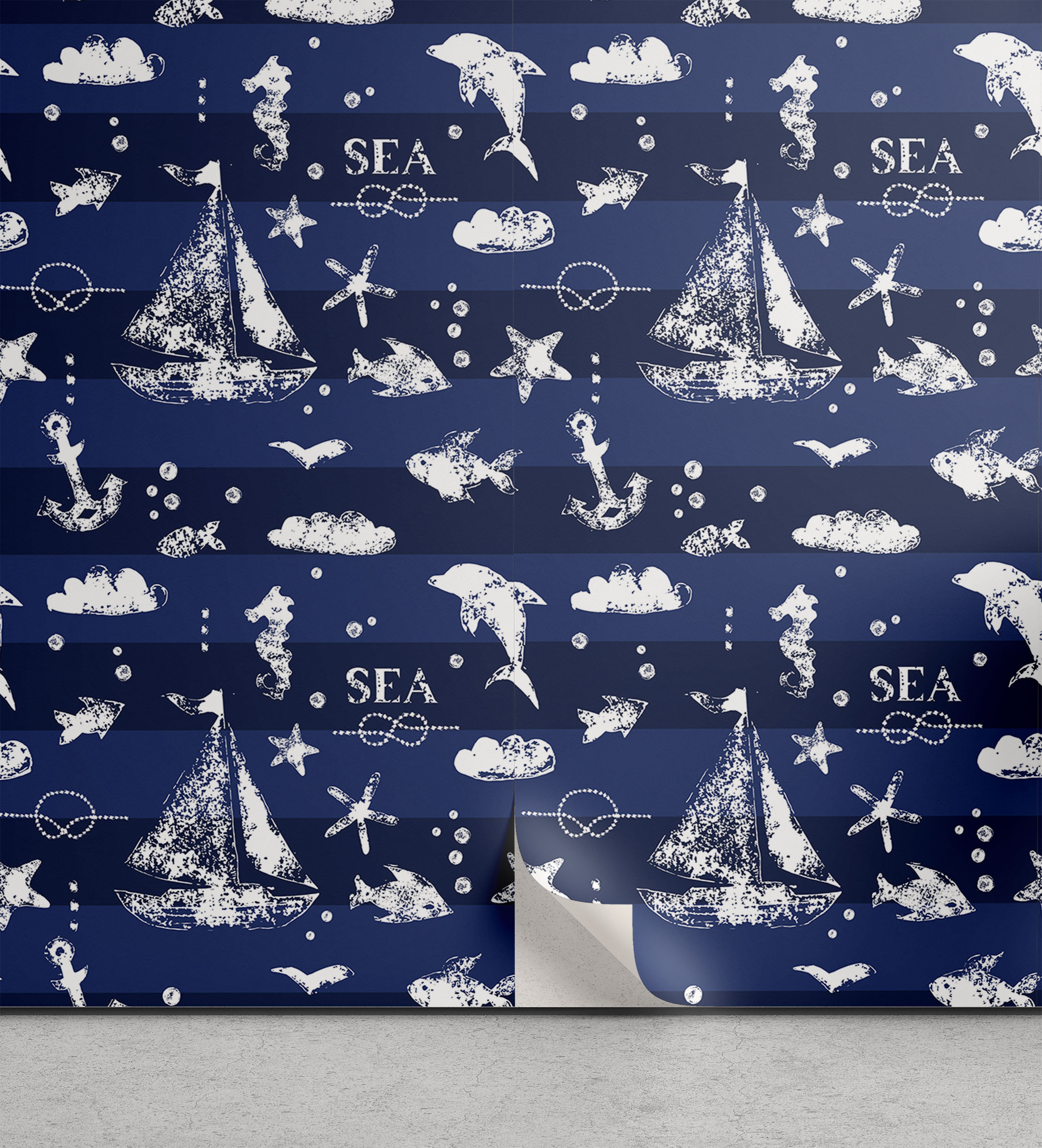 Breakwater Bay Navy Blue Peel & Stick Wallpaper For Home, Sailboat ...