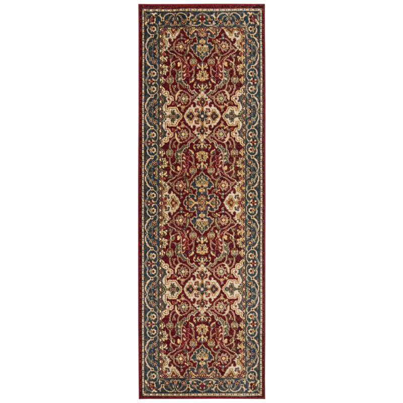 Bisen Performance Oriental Rug, Runner 2'6" x 8', Red/Blue