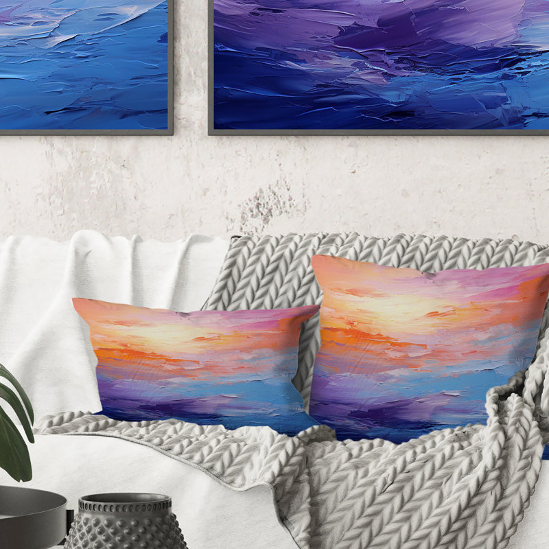 Bold Pastel Sunset II - Sunset Printed Throw Pillow