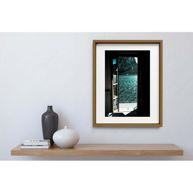 Terrazza Del Lago Print by Joseph Regan, 16" H x 14" W x 0.75" D, Walnut