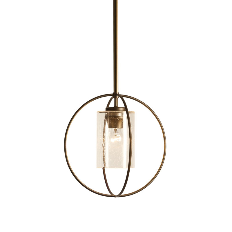 Interlude 1 - Light Unique/Statement Globe Pendant, Seeded Clear, Bronze