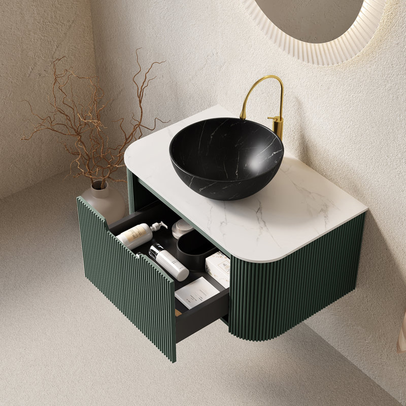 Meuble-lavabo et lavabo de salle de bain, 30" W, Black/White