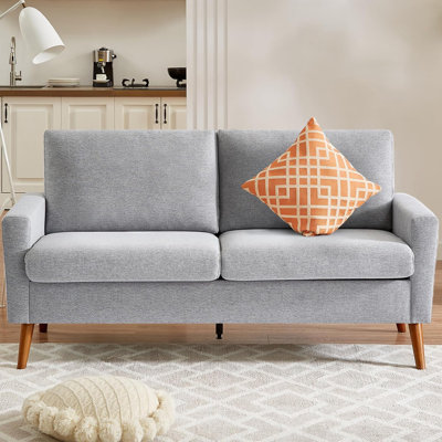Loveseat Sofa Mid Century Modern Small Couches For Small Spaces, Upholstered Small Couch For Bedroom,Comfy Couch With Spring Cushion,Tool-Free Assembly
