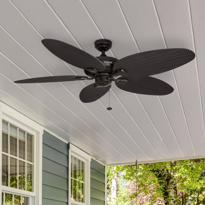 Bronze 52" Tropical Low Profile Ceiling Fan with Remote