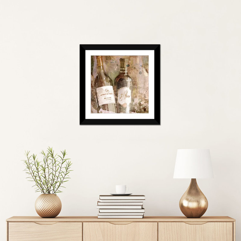 «Wedding Wine I», reproduction sur toile, H 16 po x l 16 po x P 1 po, Papier beaux-arts encadré noir, Blanc