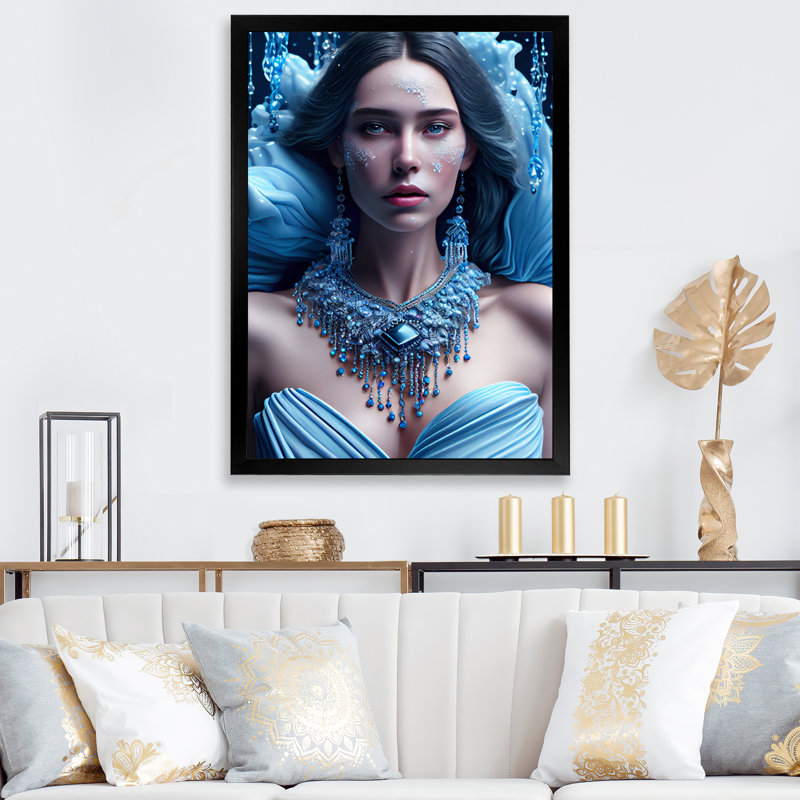 «Silver Ice and Blue Archangel I», impression sur toile, Cadre photo noir, H 40 po x l 30 po x P 1,5 po