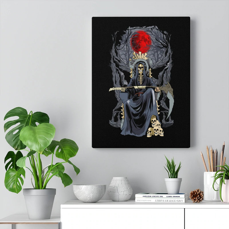 «Santa Muerte Grim Reaper», art mural sur toile_114765, H 24 po x l 18 po x P 1,25 po