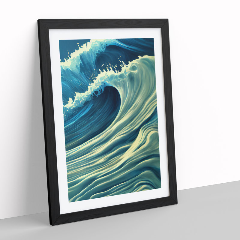 Ocean Wave No.1 - Wall Art, 64cm H x 46cm W x 2cm D, Black  Framed