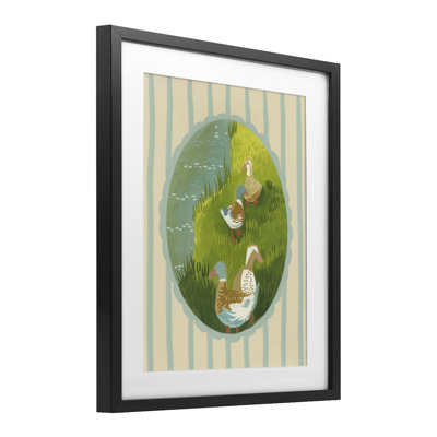 «Cottage Core Ducks», reproduction sous verre encadrée, par Evelyn Coleman