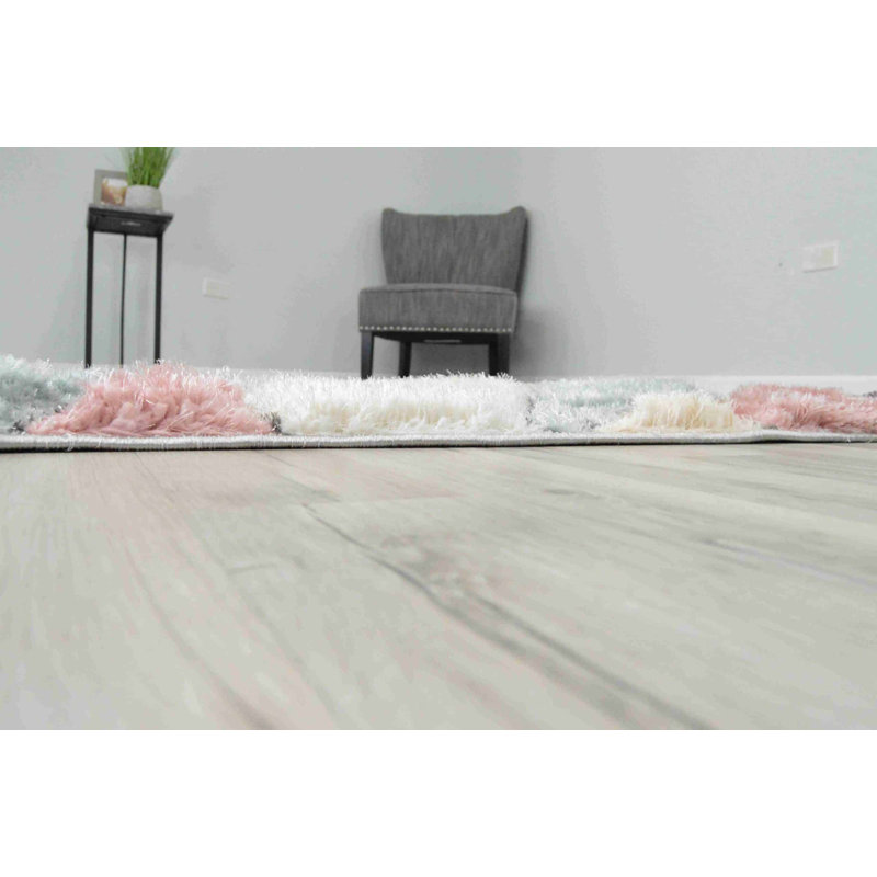 Modern Arriola Shag Abstract Geometric Rug For Living Room Bedroom, Rectangle 2'7" x 3'11"